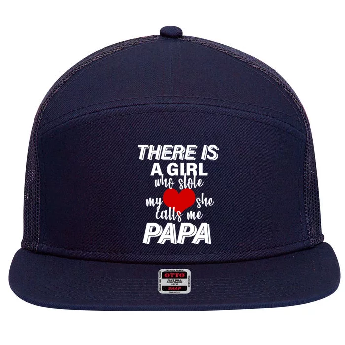 Girl Who Stole My Heat Calls Me Papa Fathers Day 7 Panel Mesh Trucker Snapback Hat