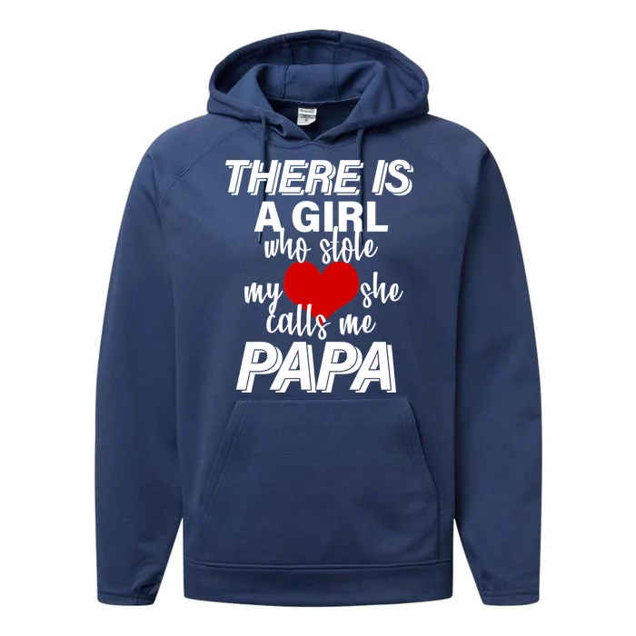 Girl Who Stole My Heat Calls Me Papa Fathers Day Performance Fleece Hoodie