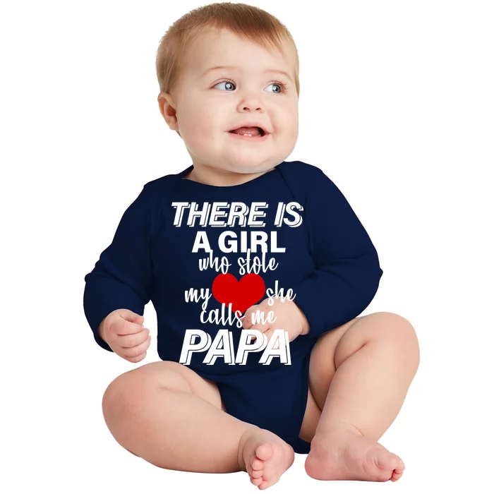 Girl Who Stole My Heat Calls Me Papa Fathers Day Baby Long Sleeve Bodysuit