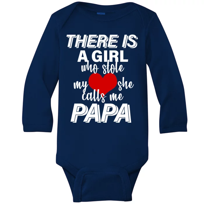 Girl Who Stole My Heat Calls Me Papa Fathers Day Baby Long Sleeve Bodysuit