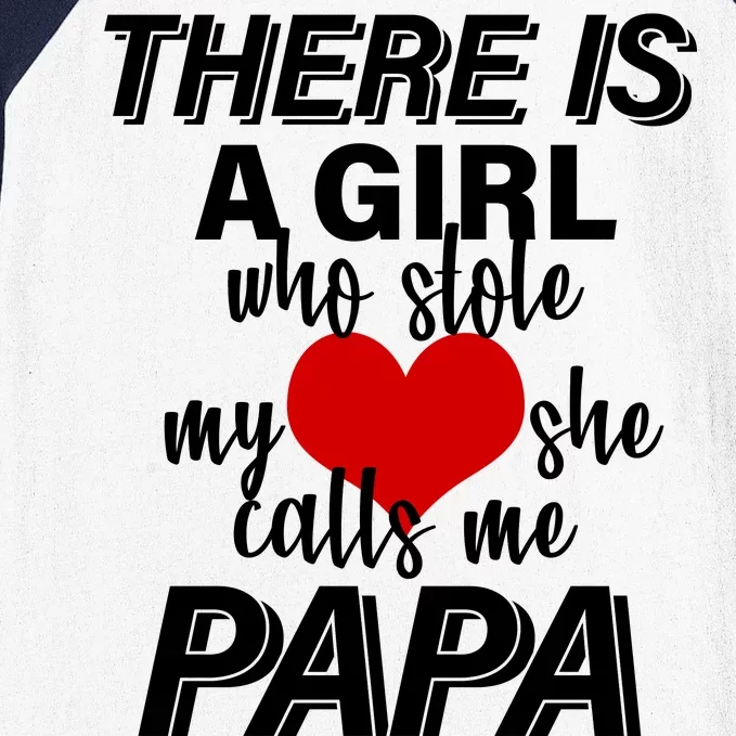 Girl Who Stole My Heat Calls Me Papa Fathers Day Baseball Sleeve Shirt