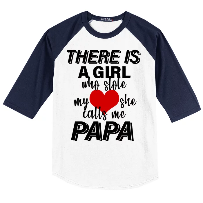 Girl Who Stole My Heat Calls Me Papa Fathers Day Baseball Sleeve Shirt