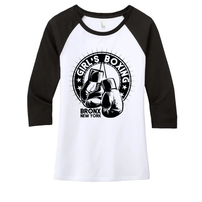 Girl's Boxing Bronx New York Women's Tri-Blend 3/4-Sleeve Raglan Shirt