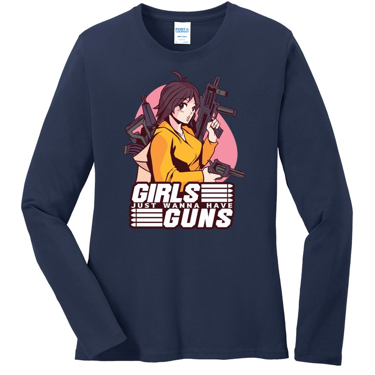 Girls Just Wanna Have Guns Anime Ladies Missy Fit Long Sleeve Shirt