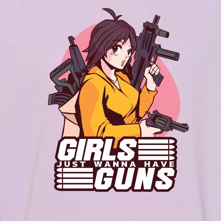 Girls Just Wanna Have Guns Anime Garment-Dyed Sweatshirt