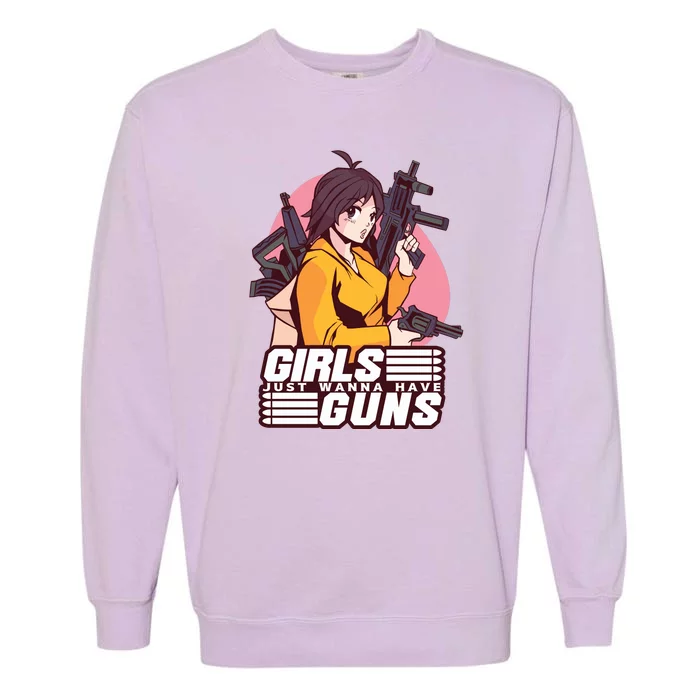 Girls Just Wanna Have Guns Anime Garment-Dyed Sweatshirt