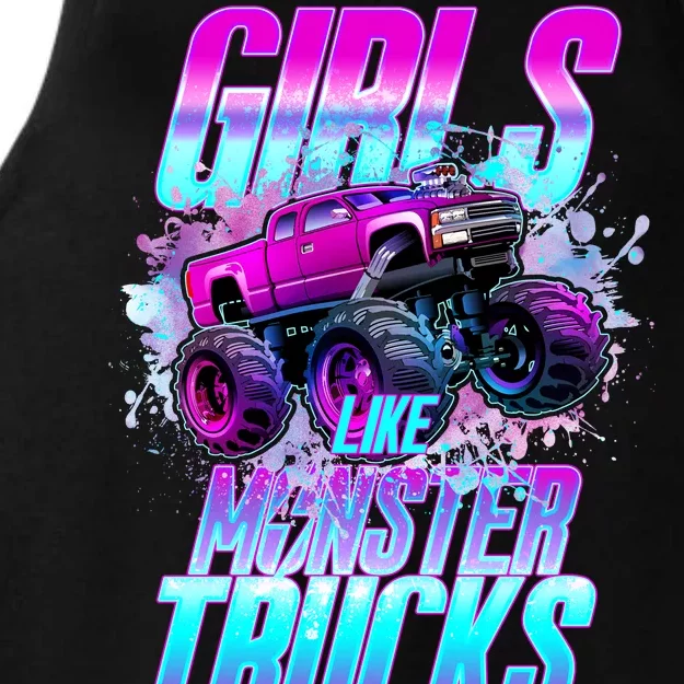 Girls Like Monster Trucks Too Ladies Tri-Blend Wicking Tank