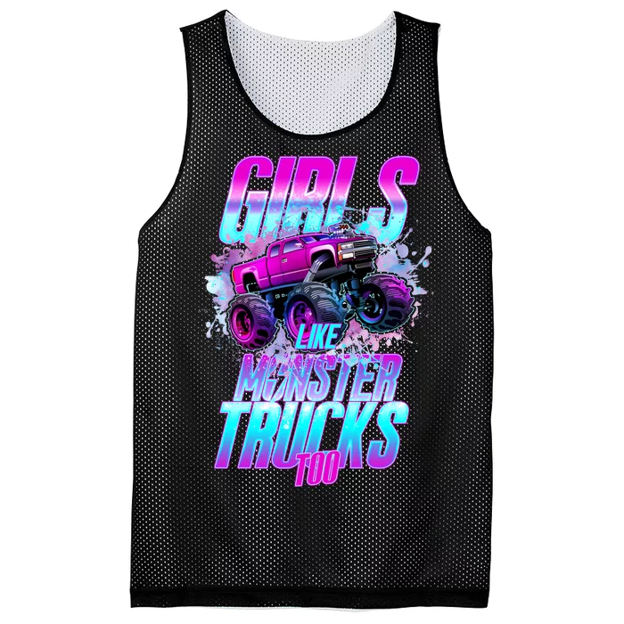 Girls Like Monster Trucks Too Mesh Reversible Basketball Jersey Tank