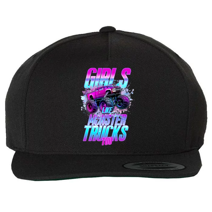 Girls Like Monster Trucks Too Wool Snapback Cap