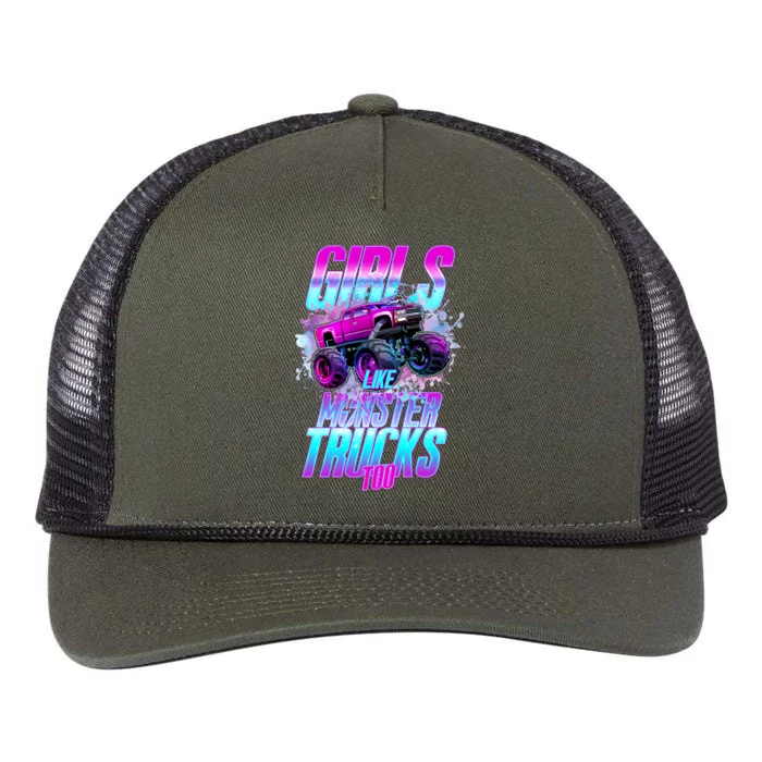 Girls Like Monster Trucks Too Retro Rope Trucker Hat Cap