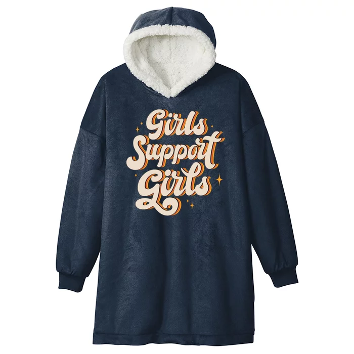 Girls Support Girls Vintage Hooded Wearable Blanket