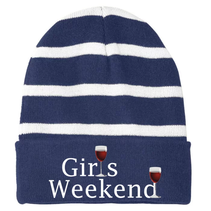 Girls Weekend Striped Beanie with Solid Band