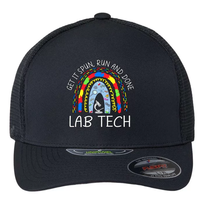 Get It Spun Run And Done Lab Tech Rainbow Laboratory Tech Scientist Flexfit Unipanel Trucker Cap