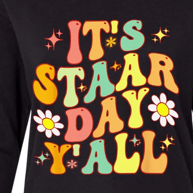 Groovy It's Staar Day Y'All Testing Day To Teacher Student Womens Cotton Relaxed Long Sleeve T-Shirt