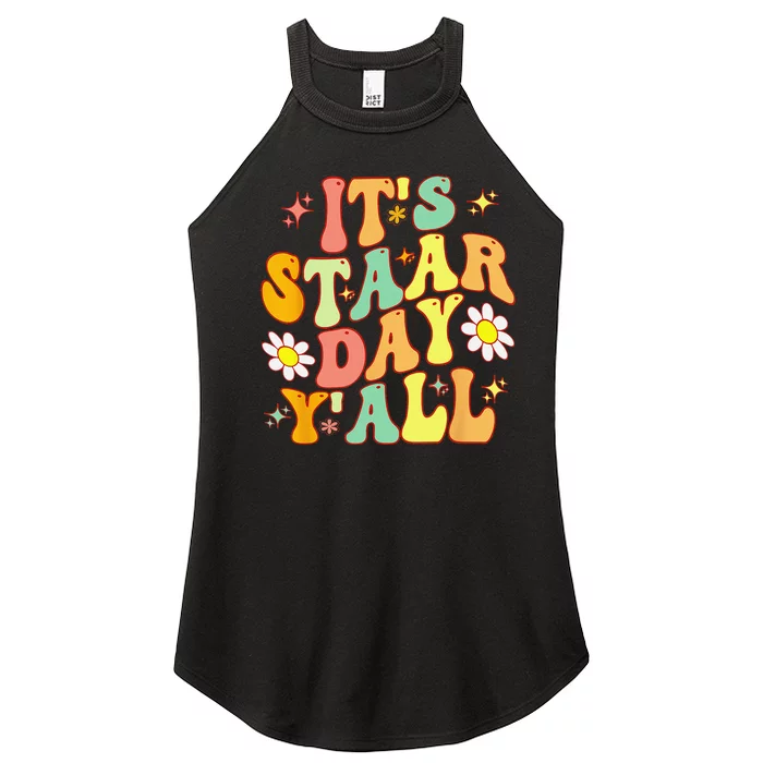 Groovy It's Staar Day Y'All Testing Day To Teacher Student Women’s Perfect Tri Rocker Tank