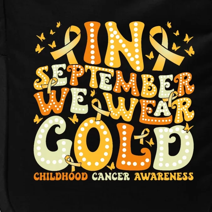 Groovy In September We Wear Gold Childhood Cancer Awareness Rainbow Ribbon Impact Tech Backpack