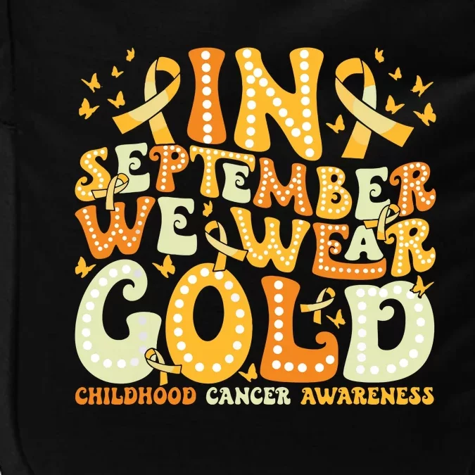 Groovy In September We Wear Gold Childhood Cancer Awareness Impact Tech Backpack