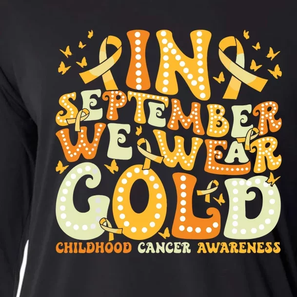 Groovy In September We Wear Gold Childhood Cancer Awareness Cooling Performance Long Sleeve Crew