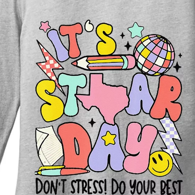 Groovy ItS Staar Day DonT Stress Do Your Best Test Day Womens CVC Long Sleeve Shirt