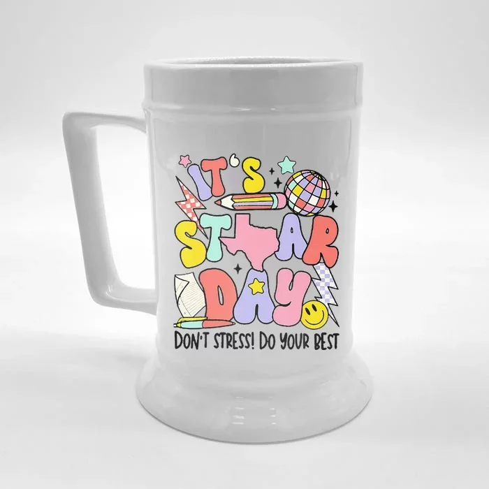 Groovy ItS Staar Day DonT Stress Do Your Best Test Day Front & Back Beer Stein