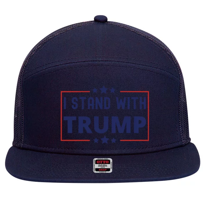 Great I Stand With Trump American Flag Vintage Gift 7 Panel Mesh Trucker Snapback Hat