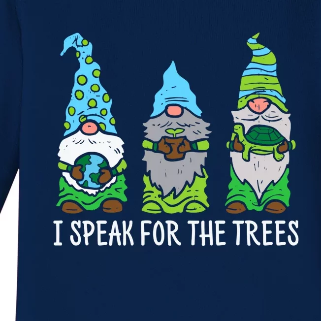 Gnomes I Speak For Trees Earth Day Save Earth Gift Baby Long Sleeve Bodysuit