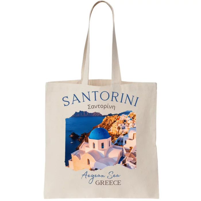 Greek Island Santorini Greece Oia Village Blue Church Tote Bag