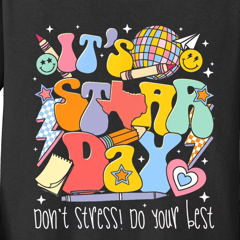 Groovy ItS Staar Day DonT Stress Do Your Best Test Day Kids Long Sleeve Shirt