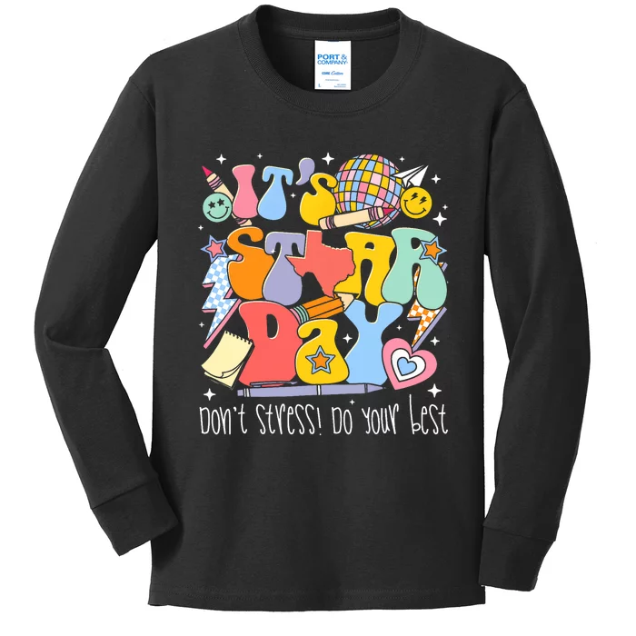 Groovy ItS Staar Day DonT Stress Do Your Best Test Day Kids Long Sleeve Shirt