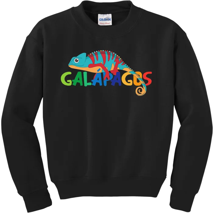 Galapagos Islands Summer Colorful Chameleon Exotic Animal Kids Sweatshirt