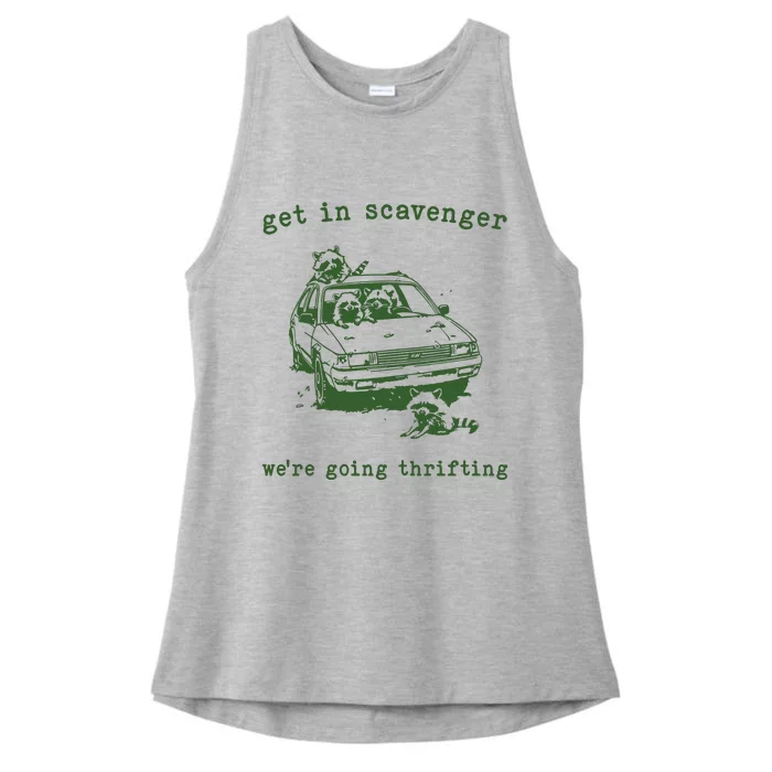 Get In Scavanger We Are Going Thrifting Retro Ladies Tri-Blend Wicking Tank