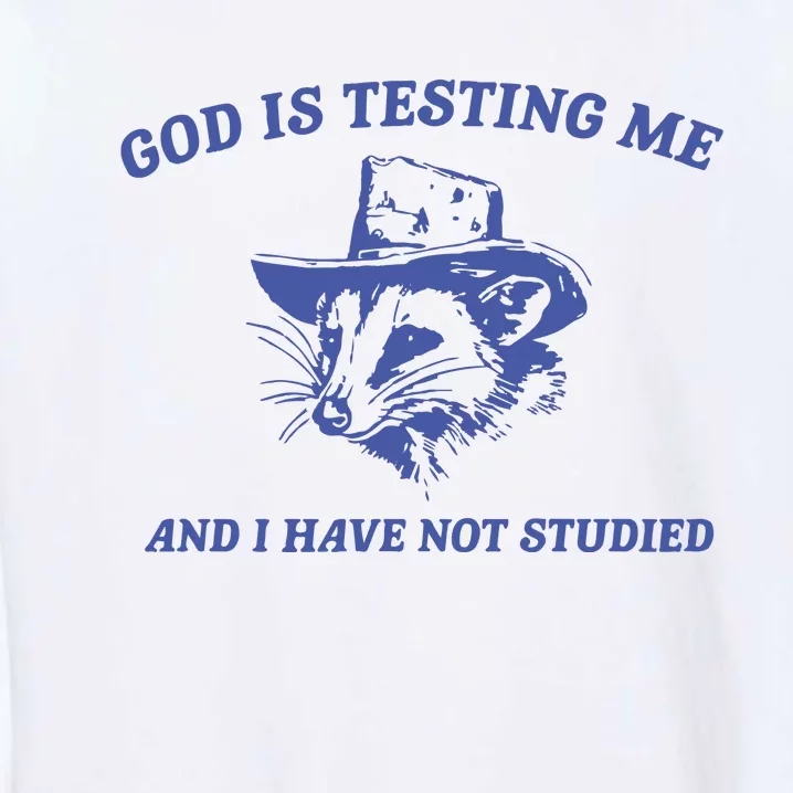 God Is Testing Me Possum Weird Opossum Garment-Dyed Sweatshirt