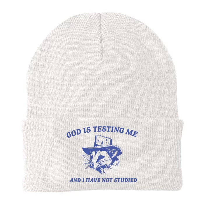 God Is Testing Me Possum Weird Opossum Knit Cap Winter Beanie