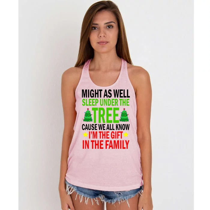 Gift In The Family Funny Christmas Holiday Women's Knotted Racerback Tank