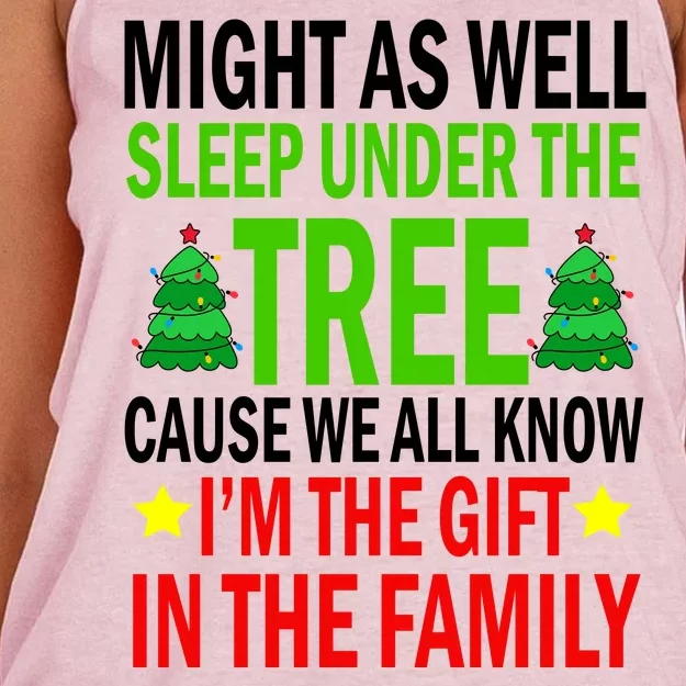 Gift In The Family Funny Christmas Holiday Women's Knotted Racerback Tank