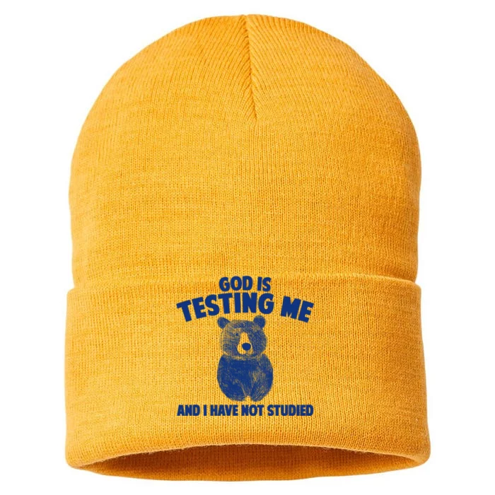 God Is Testing Me And I Have Not Studied Sustainable Knit Beanie