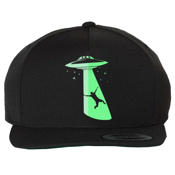 Glow In The Dark Ufo Abduction Night Sci Fi Alien Space Gift Birthday Science Wool Snapback Cap