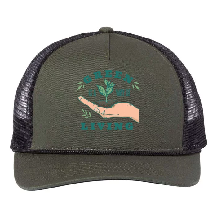 Green Is The Way Of Living Retro Rope Trucker Hat Cap