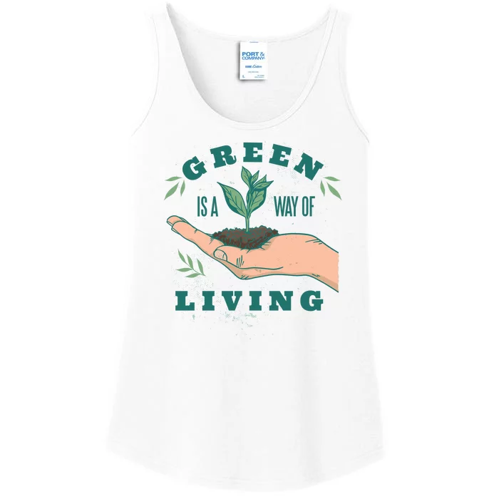 Green Is The Way Of Living Ladies Essential Tank