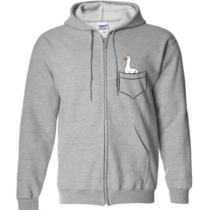 Goose In The Pocket Funny Pocket Goose Full Zip Hoodie