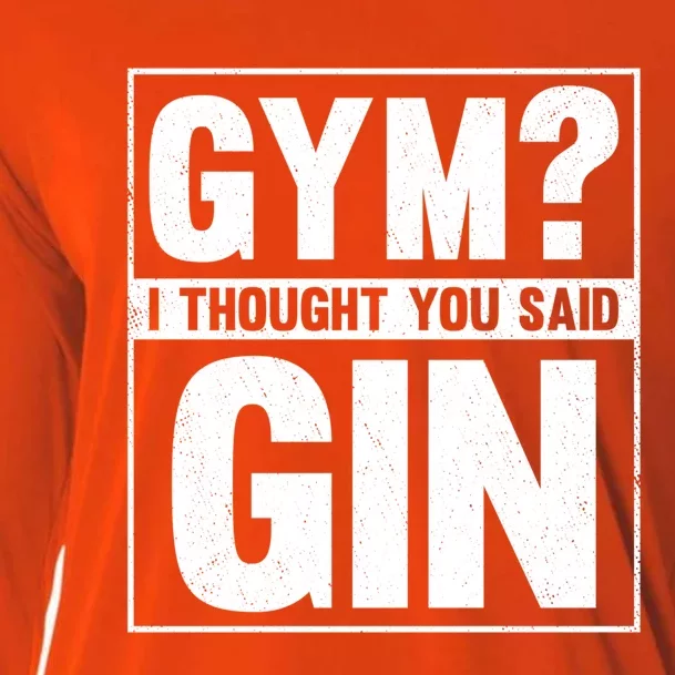 Gym I Thought You Said Gin Alcohol Partying Cocktail Pub Gift Cooling Performance Long Sleeve Crew