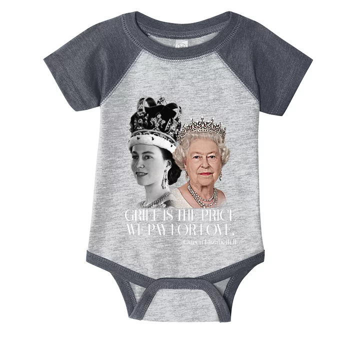 Grief Is The Price We Pay For Love Queen Elizabeth Infant Baby Jersey Bodysuit