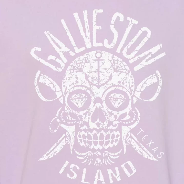 Galveston Island Texas Souvenir Halloween Sugar Skull TX Garment-Dyed Sweatshirt