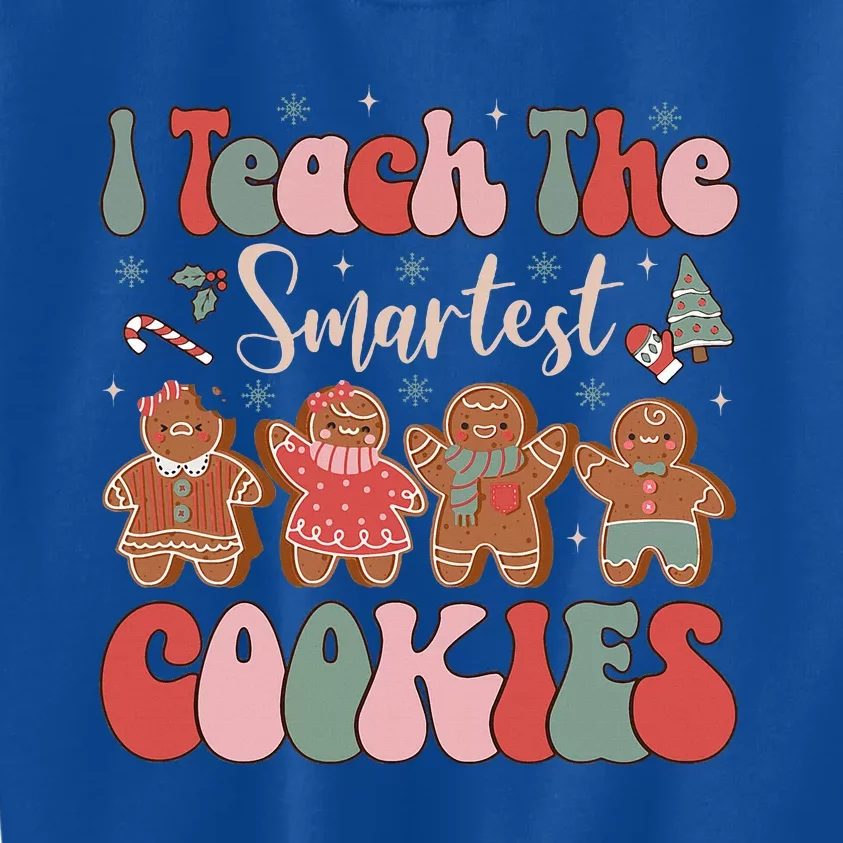 Groovy I Teach Smartest Cookies Funny Teacher Christmas Kids Sweatshirt