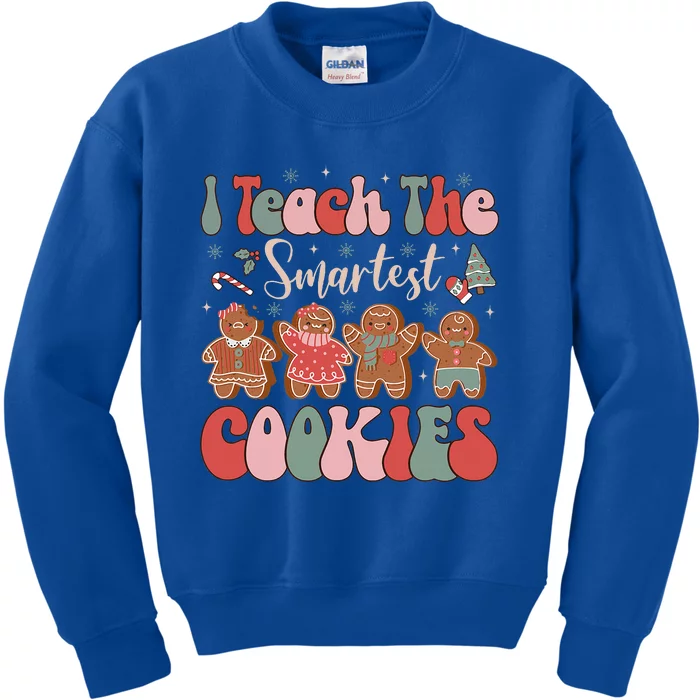 Groovy I Teach Smartest Cookies Funny Teacher Christmas Kids Sweatshirt