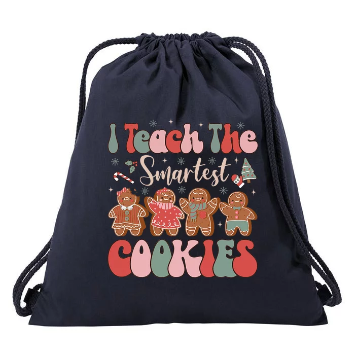 Groovy I Teach Smartest Cookies Funny Teacher Christmas Drawstring Bag