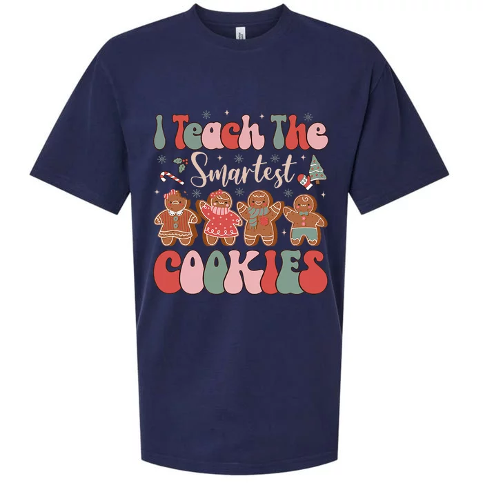 Groovy I Teach Smartest Cookies Funny Teacher Christmas Sueded Cloud Jersey T-Shirt