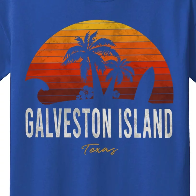 Galveston Island Tx Texas Beach Palms Vacation Surf Sundown Gift Kids T-Shirt