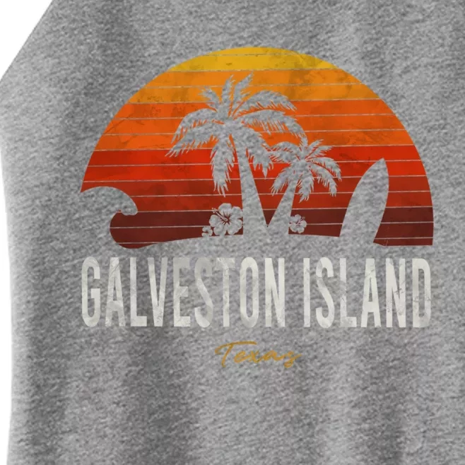 Galveston Island Tx Texas Beach Palms Vacation Surf Sundown Gift Women’s Perfect Tri Rocker Tank