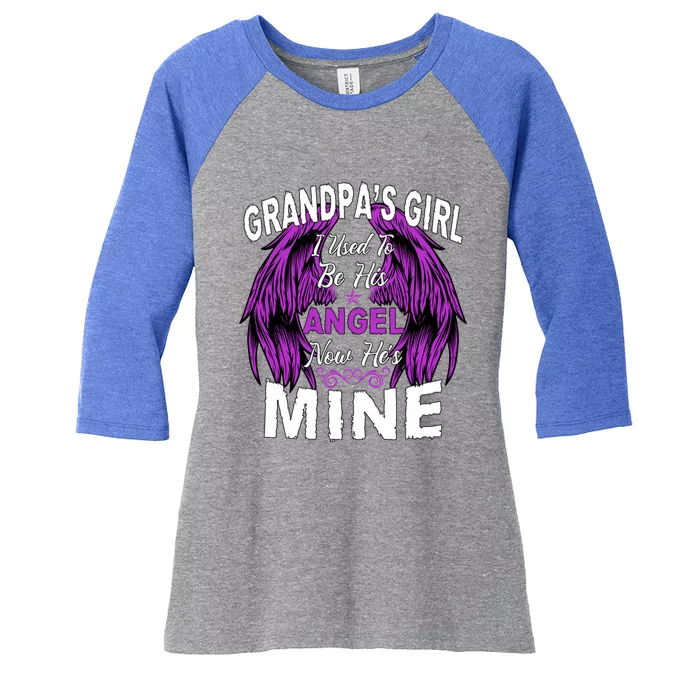 Grandpa's I Used To Be His Angel Now He's Mine Costume Funny Gift Women's Tri-Blend 3/4-Sleeve Raglan Shirt